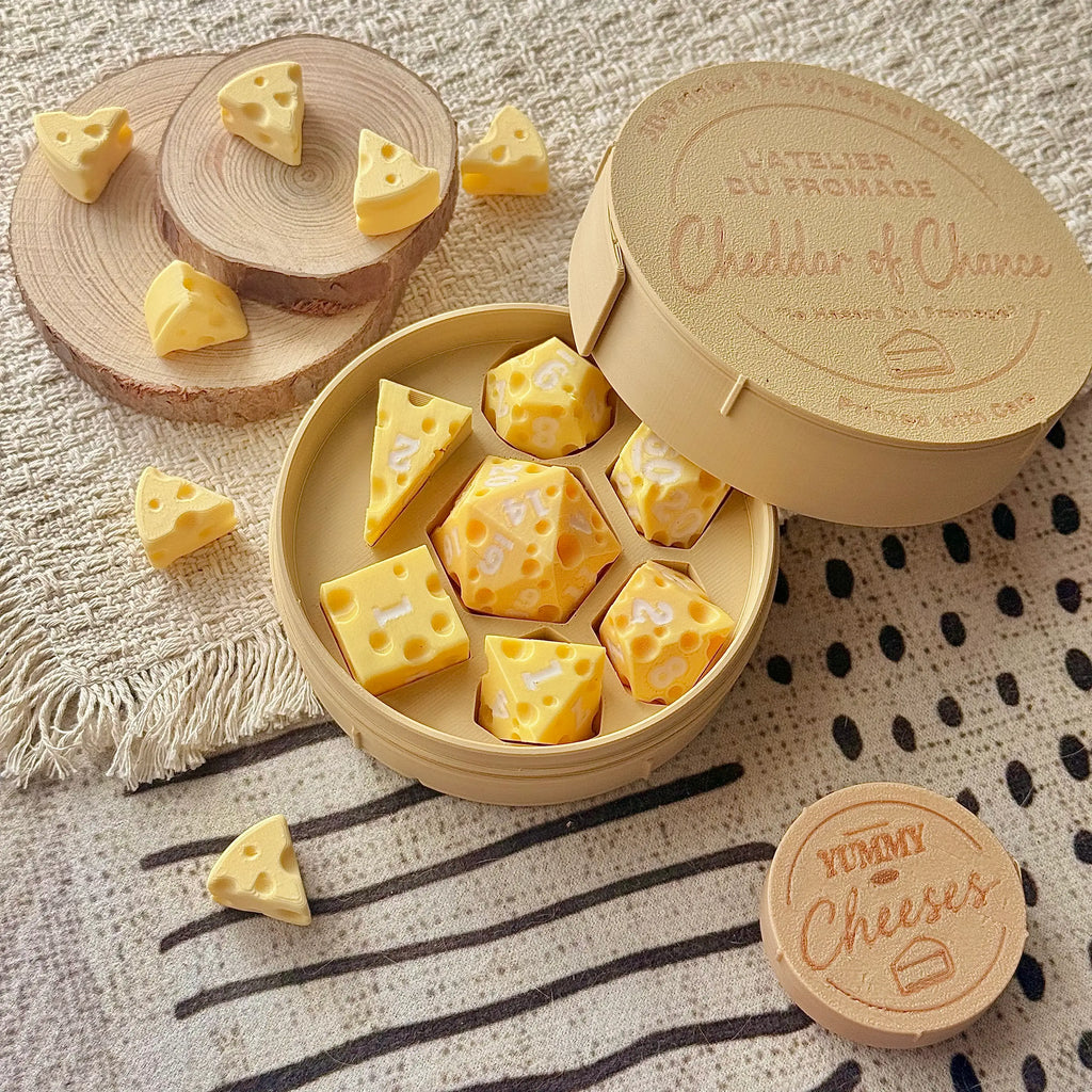 Handmade Resin Cheese Dice Set, Polyhedral DND RPG Dice, Sharp Edge Gamer Gift