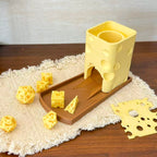 Caramel Cheese Resin Polyhedral Dice Set, Hand-Crafted RPG Dice Tower