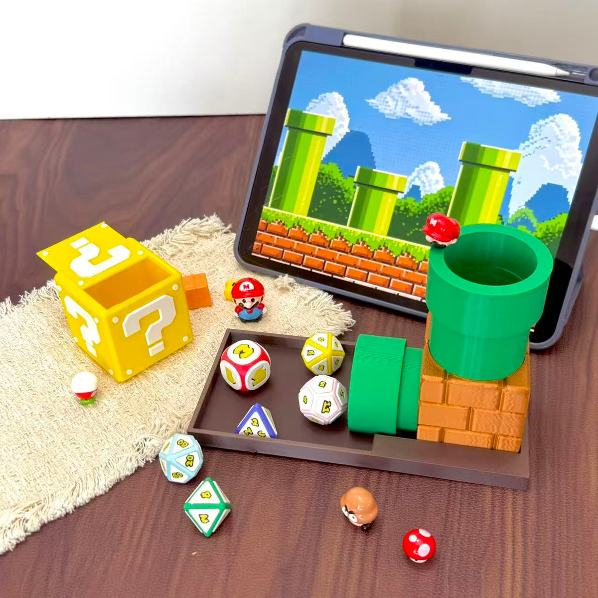 Mario Party Themed Polyhedral Dice Set, DND Tabletop RPG Board Game Collectible