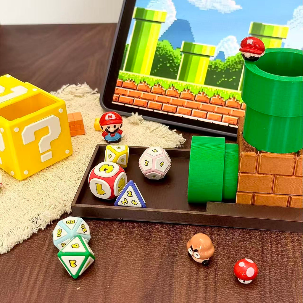 Mario Party Themed Polyhedral Dice Set, DND Tabletop RPG Board Game Collectible