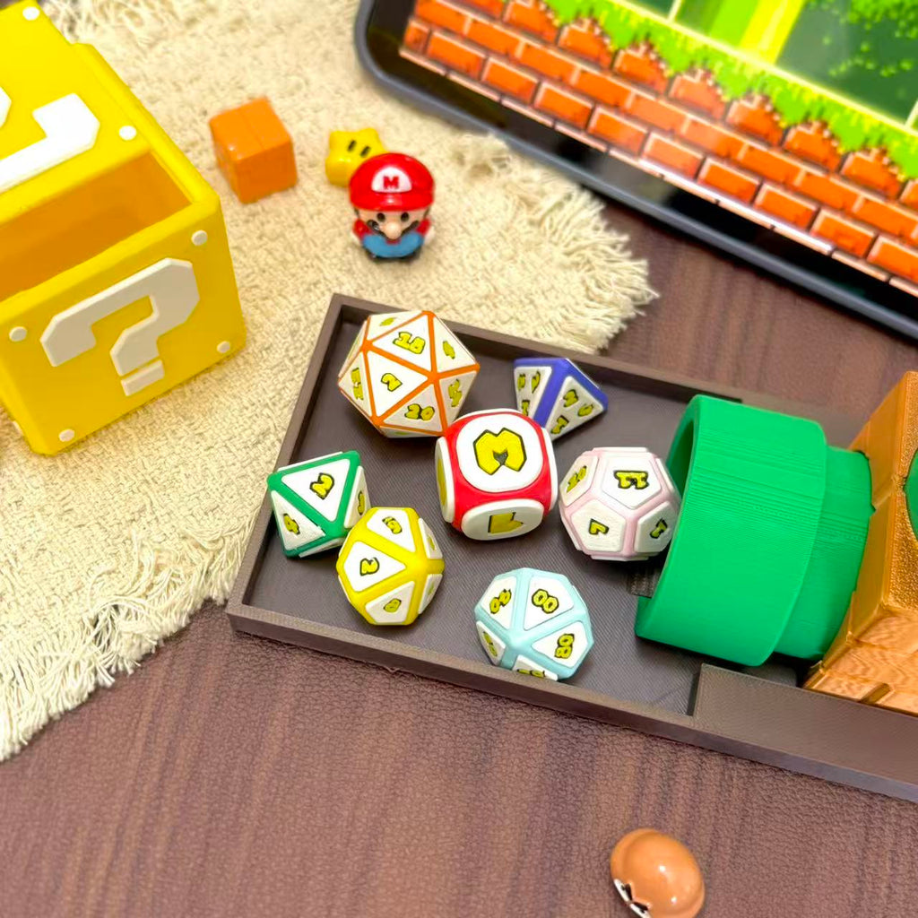 Mario Party Themed Polyhedral Dice Set, DND Tabletop RPG Board Game Collectible