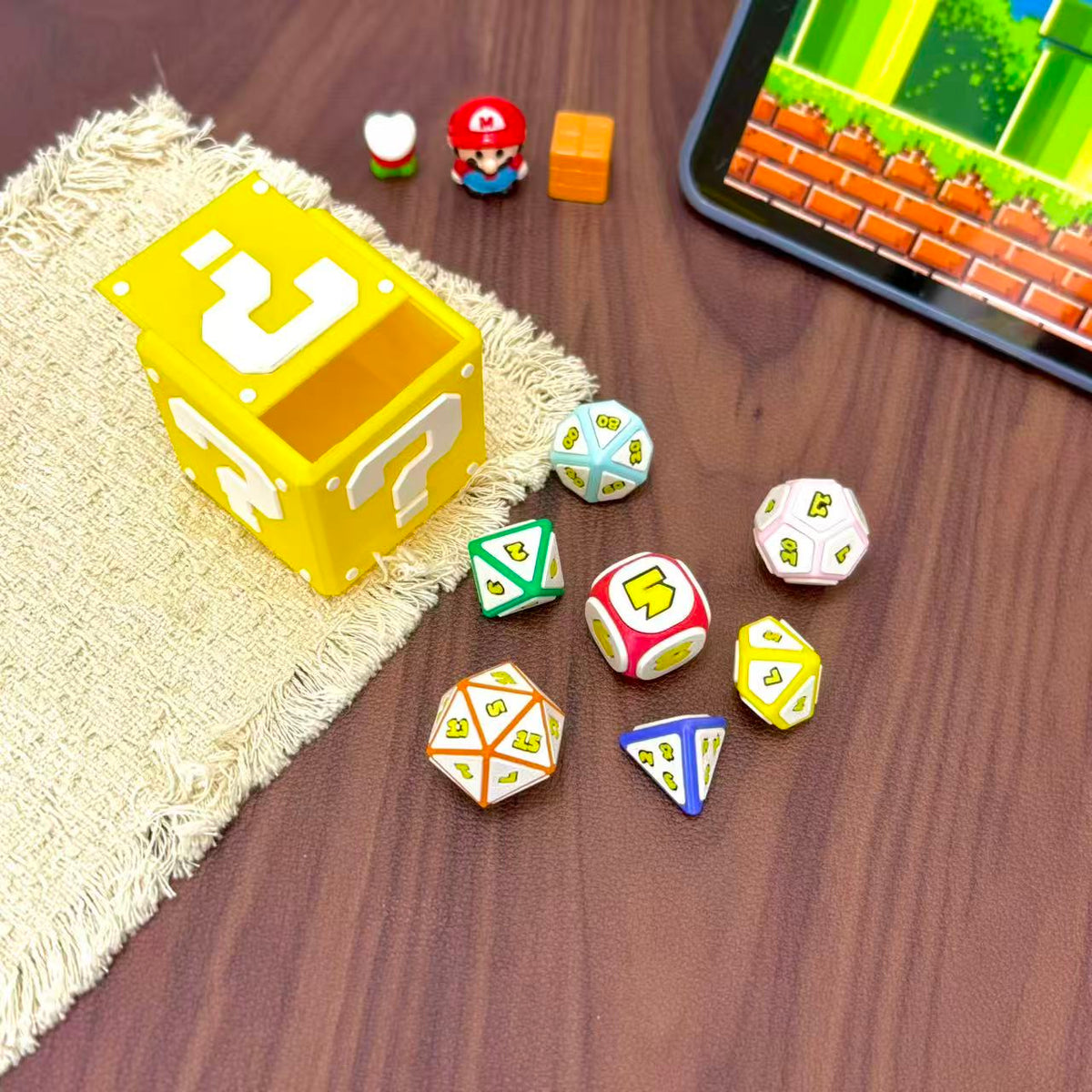 Mario Party Themed Polyhedral Dice Set, DND Tabletop RPG Board Game Collectible