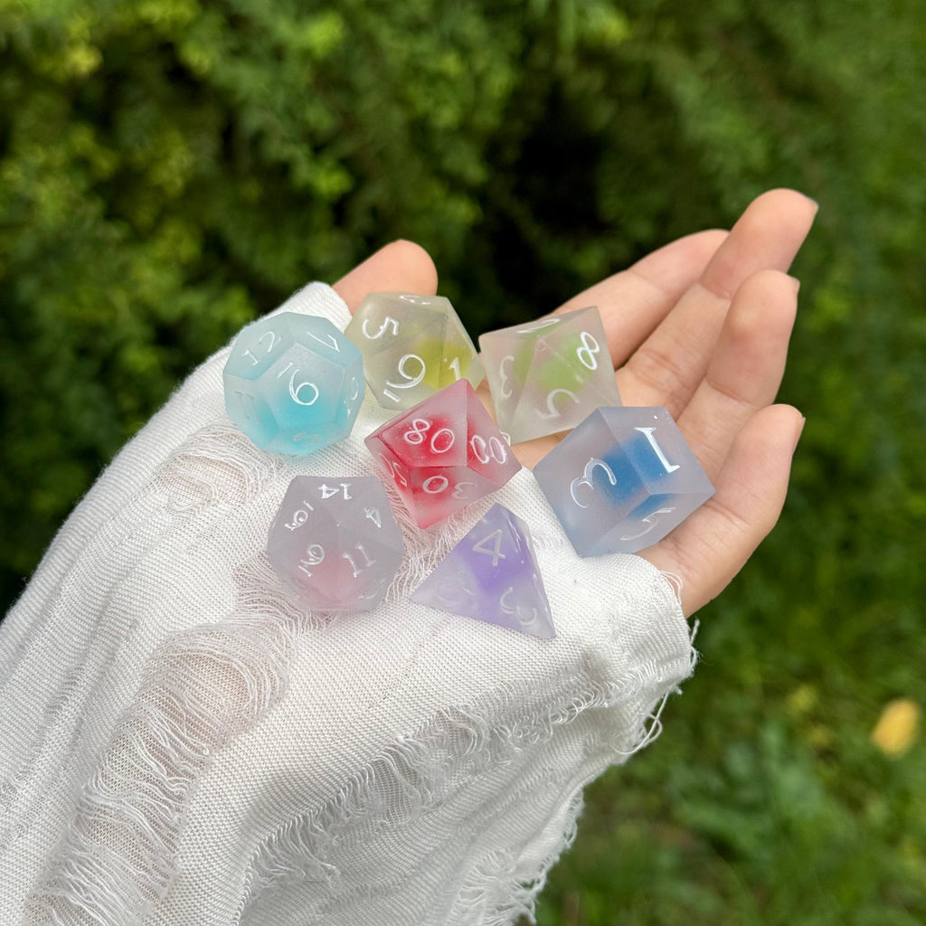 Handmade Pastel Candy Resin D&D Dice Set | Matte Polyhedral RPG Game Dice (DM Gift)