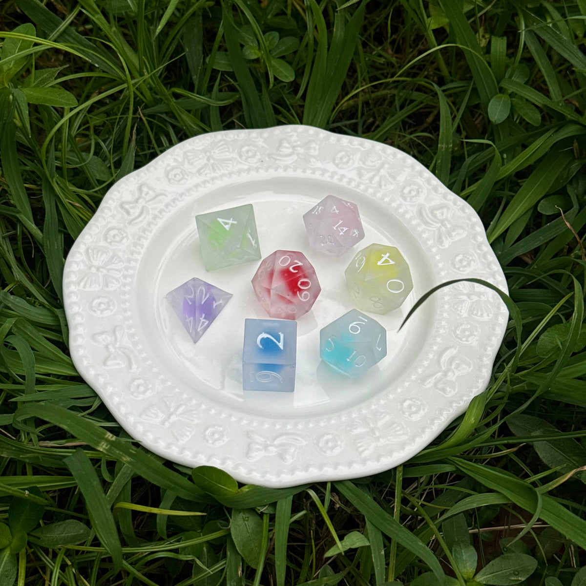 Handmade Pastel Candy Resin D&D Dice Set | Matte Polyhedral RPG Game Dice (DM Gift)