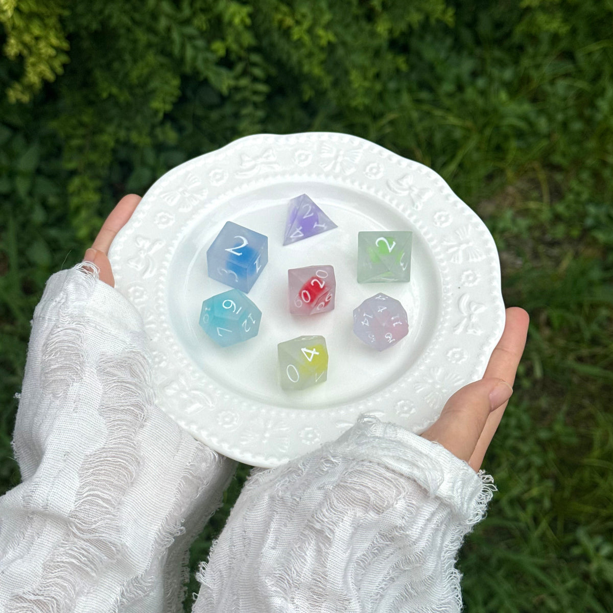 Handmade Pastel Candy Resin D&D Dice Set | Matte Polyhedral RPG Game Dice (DM Gift)