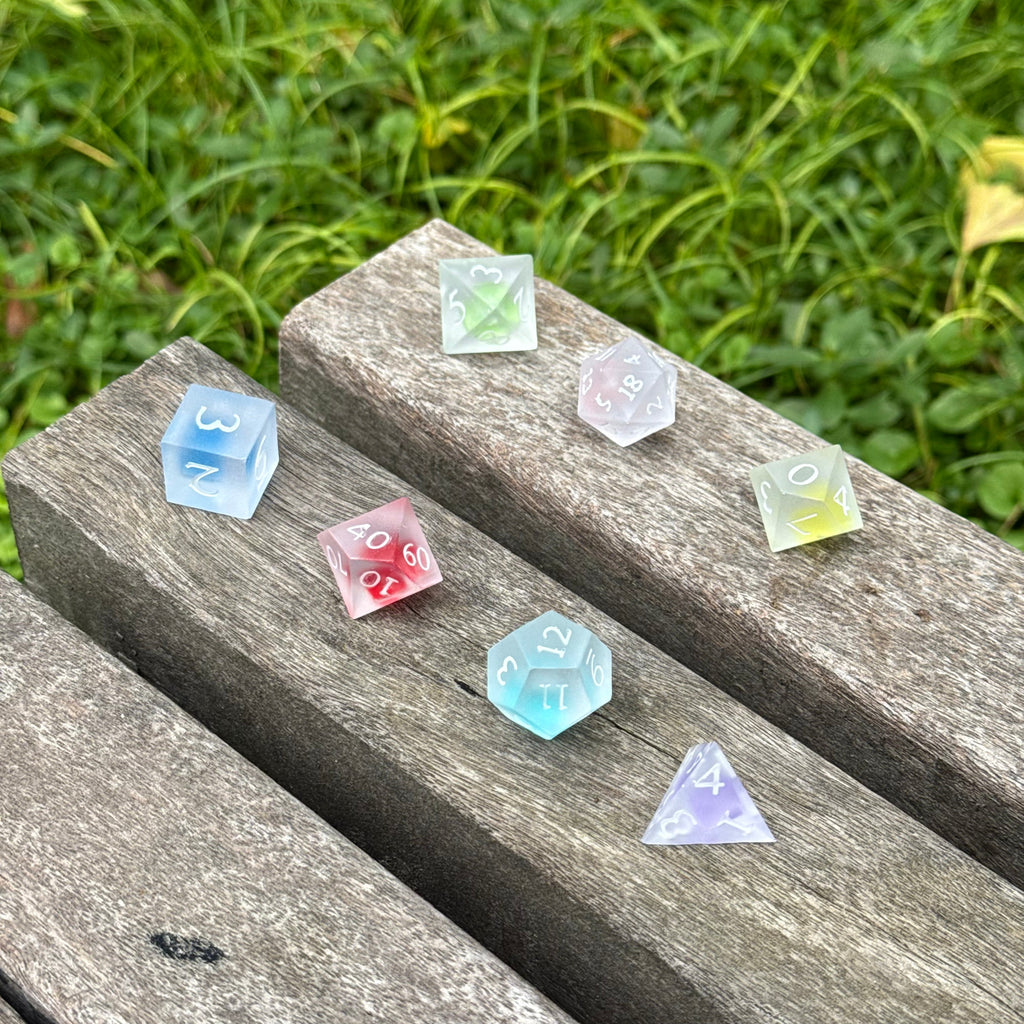 Handmade Pastel Candy Resin D&D Dice Set | Matte Polyhedral RPG Game Dice (DM Gift)